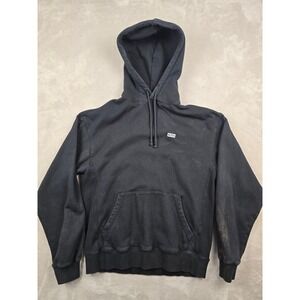 Kith Hoodie Sweatshirt Mens M Black Box Logo Bleach Stained Distressed